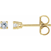 14K Yellow 2.5 mm Natural White Sapphire Stud Earrings