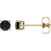 14K Yellow 4 mm Natural Black Onyx Stud Earrings