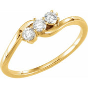 14K Yellow 1/2 CTW Natural Diamond Three-Stone Ring