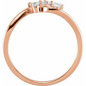 14K Rose 1/2 CTW Natural Diamond Three-Stone Ring