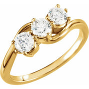 14K Yellow 1 CTW Lab-Grown Diamond Three-Stone Ring