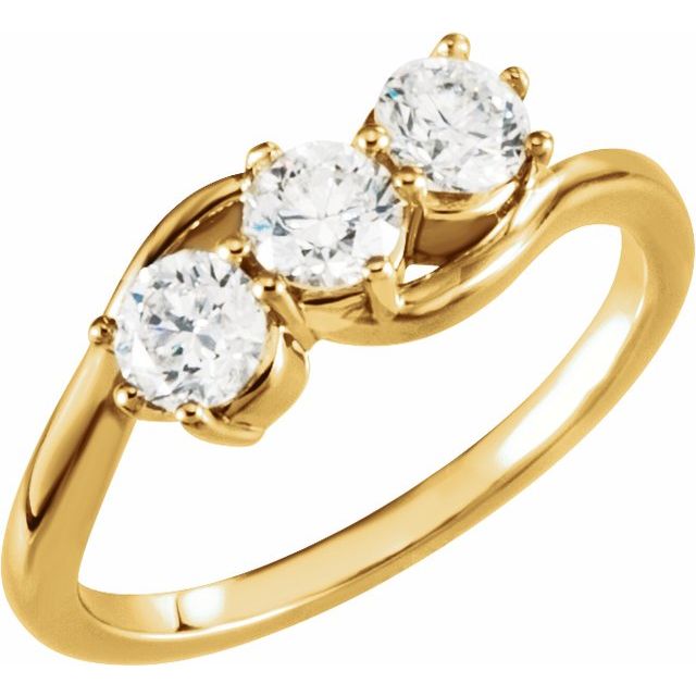 14K Yellow 1 CTW Lab-Grown Diamond Three-Stone Ring