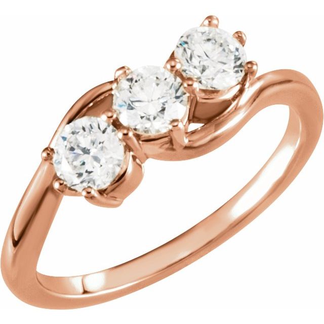 14K Rose 1 CTW Lab-Grown Diamond Three-Stone Ring
