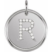 Sterling Silver .07 CTW Natural Diamond Posh Mommy? Initial R Pendant