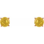 14K Rose 5 mm Natural Yellow Sapphire Stud Earrings