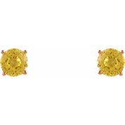 14K Rose 5 mm Natural Yellow Sapphire Stud Earrings