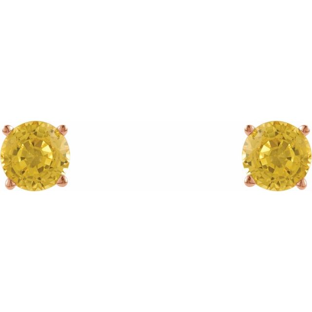 14K Rose 5 mm Natural Yellow Sapphire Stud Earrings