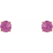 14K Rose 5 mm Natural Pink Sapphire Stud Earrings