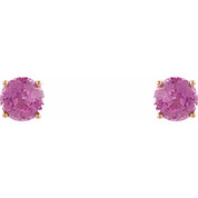14K Rose 5 mm Natural Pink Sapphire Stud Earrings