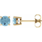14K Yellow 5 mm Natural Aquamarine Stud Earrings