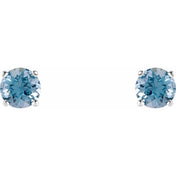 14K White 5 mm Natural Aquamarine Stud Earrings