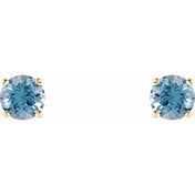 14K Yellow 5 mm Natural Aquamarine Stud Earrings