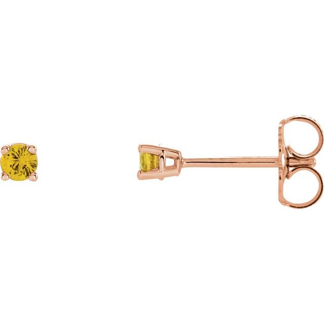 14K Rose 2.5 mm Natural Yellow Sapphire Stud Earrings