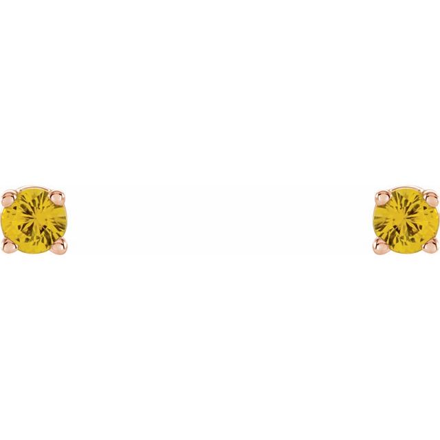 14K Rose 2.5 mm Natural Yellow Sapphire Stud Earrings
