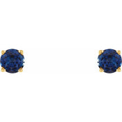 14K Yellow 4 mm Natural Blue Sapphire Stud Earrings