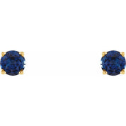 14K Yellow 4 mm Natural Blue Sapphire Stud Earrings
