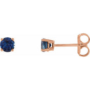 14K Rose 4 mm Natural Blue Sapphire Stud Earrings