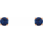 14K Rose 4 mm Natural Blue Sapphire Stud Earrings