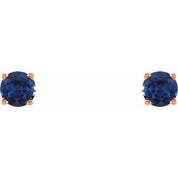 14K Rose 4 mm Natural Blue Sapphire Stud Earrings