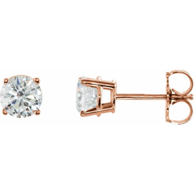 14K Rose 1 CTW Natural Diamond Stud Earrings