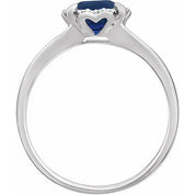 14K White Lab-Grown Blue Sapphire & .05 CTW Natural Diamond Ring