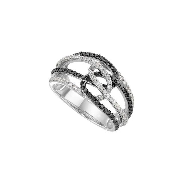 Black Rhodium-Plated 14K White 3/4 CTW Black & White Natural Diamond Ring