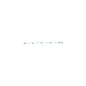 Sterling Silver Cultured White Freshwater Pearl & Natural Turquoise Station 7 1/2" Bracelet