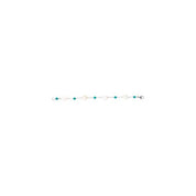 Sterling Silver Cultured White Freshwater Pearl & Natural Turquoise Station 7 1/2" Bracelet