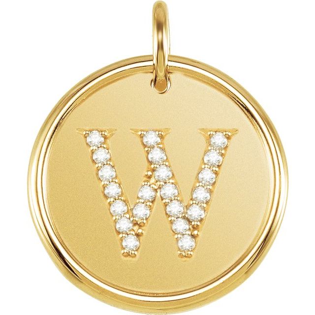 18K Yellow Vermeil 1/10 CTW Natural Diamond Posh Mommy? Initial W Pendant