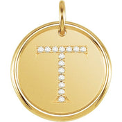 18K Yellow Vermeil .07 CTW Natural Diamond Posh Mommy? Initial T Pendant