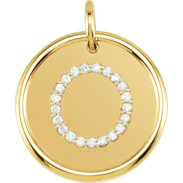 18K Yellow Vermeil 1/10 CTW Natural Diamond Posh Mommy? Initial O Pendant