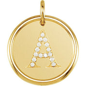 14K Yellow .08 CTW Natural Diamond Posh Mommy? Initial A Pendant