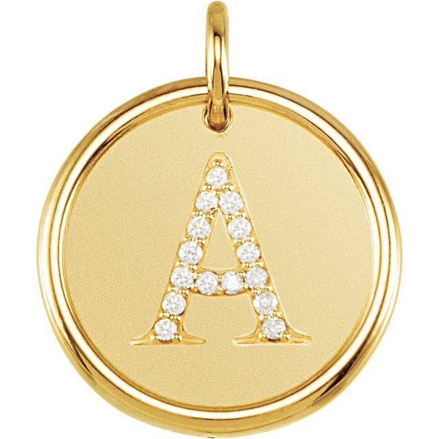 14K Yellow .08 CTW Natural Diamond Posh Mommy? Initial A Pendant