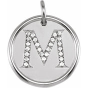 Sterling Silver 1/8 CTW Natural Diamond Posh Mommy? Initial M Pendant
