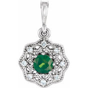 Platinum Natural Ruby & .06 CTW Natural Diamond Halo-Style Pendant