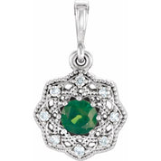 Platinum Natural Ruby & .06 CTW Natural Diamond Halo-Style Pendant