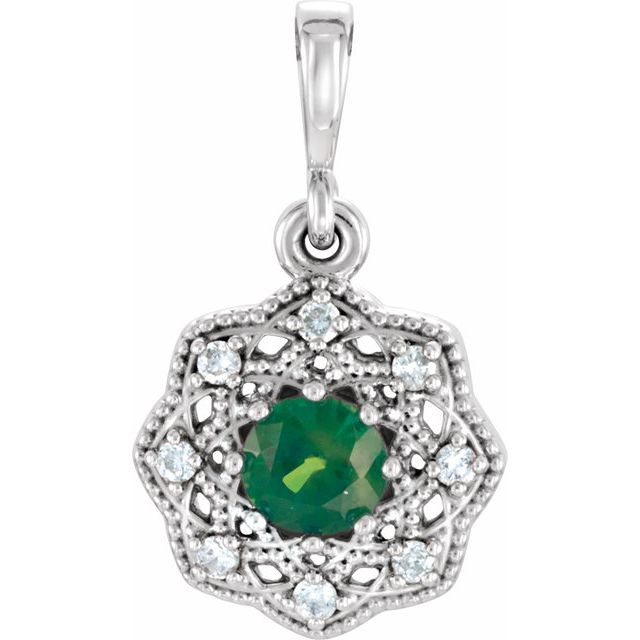 Platinum Natural Ruby & .06 CTW Natural Diamond Halo-Style Pendant