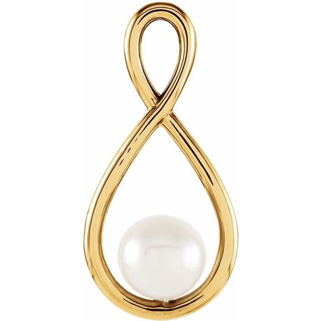 14K Yellow Cultured White Freshwater Pearl Pendant