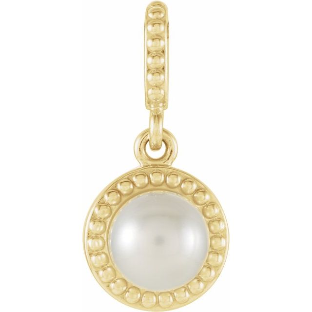 14K Yellow Cultured White Freshwater Pearl Pendant