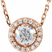 14K Lab-Grown Diamond Halo-Style 16" Necklace with 1/5 to 1/2 CTW Diamond Accents