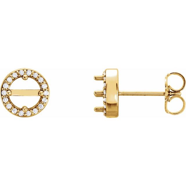 14K Yellow Gold 5.2 mm Round 1/10 CTW Natural Diamond Semi-Set Earrings