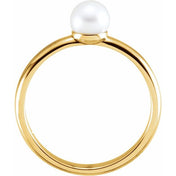 14K Yellow 5.5-6 mm Cultured White Freshwater Pearl Ring