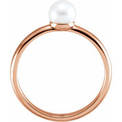 14K Rose 5.5-6 mm Cultured White Freshwater Pearl Ring