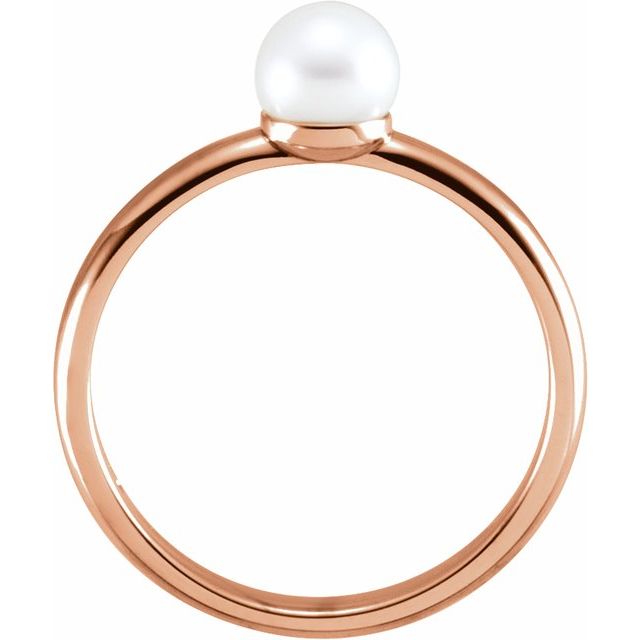 14K Rose 5.5-6 mm Cultured White Freshwater Pearl Ring