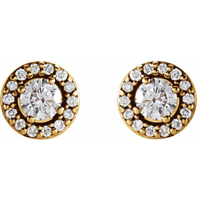 14K Yellow 1/4 CTW Natural Diamond Halo-Style Earrings