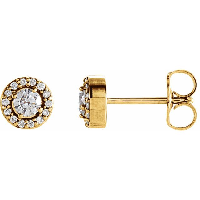 14K Yellow 1/4 CTW Natural Diamond Halo-Style Earrings