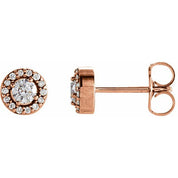 14K Rose 1/4 CTW Natural Diamond Halo-Style Earrings