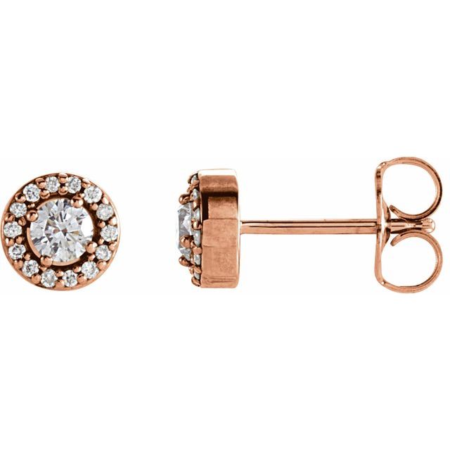 14K Rose 1/4 CTW Natural Diamond Halo-Style Earrings