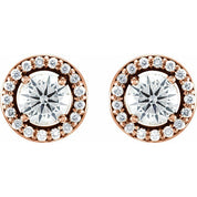 14K Rose 1/2 CTW Natural Diamond Halo-Style Earrings