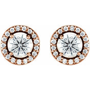 14K Rose 1/2 CTW Lab-Grown Diamond Halo-Style Earrings